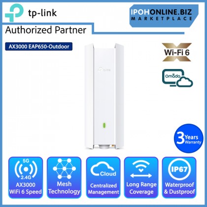 TP-Link Omada EAP650-Outdoor AX3000 Indoor Outdoor WiFi 6 Access Point with PoE MESH Technology